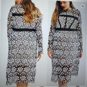 TRULY YOU Black and White Floral Lace Dress NWT